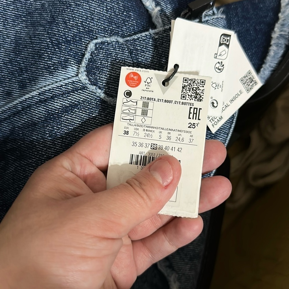 ZARA Denim Cowboy Boots 3051/210 - Picture 10 of 16